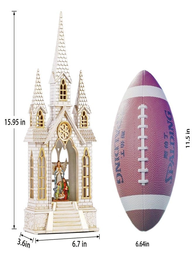 كرة ثلجية مضيئة للكنيسة، فانوس ثلجي لعيد الميلاد، كرة ثلجية لامعة على شكل ملاك وعائلة مقدسة ليلة عيد الميلاد مع موسيقى، زينة مسيحية داخلية، وضعان للطاقة لكرات الثلج للكنيسة - Image 5